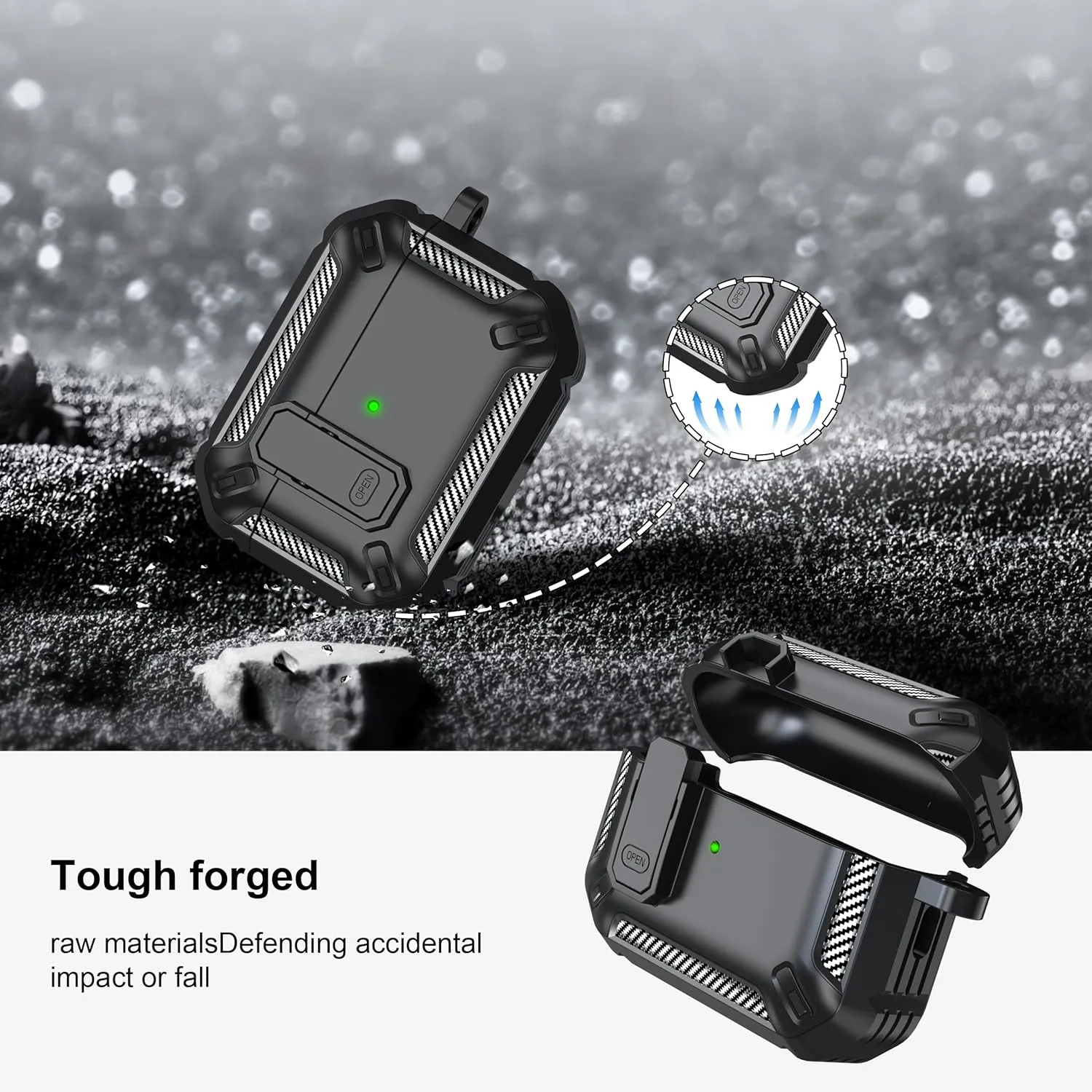 RFUNGUANGO for AirPods Pro 2nd Gen Protective Case with Cleaning Kit, Military Hard Case with Lock for AirPod Gen 2 Charging Case 2023, 2022, Black