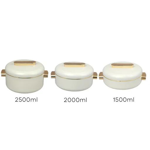 RISHABH Premium Pearl White Insulated Casserole Set with Lid – Includes 1500 ml, 2000 ml, and 2500 ml Sizes
