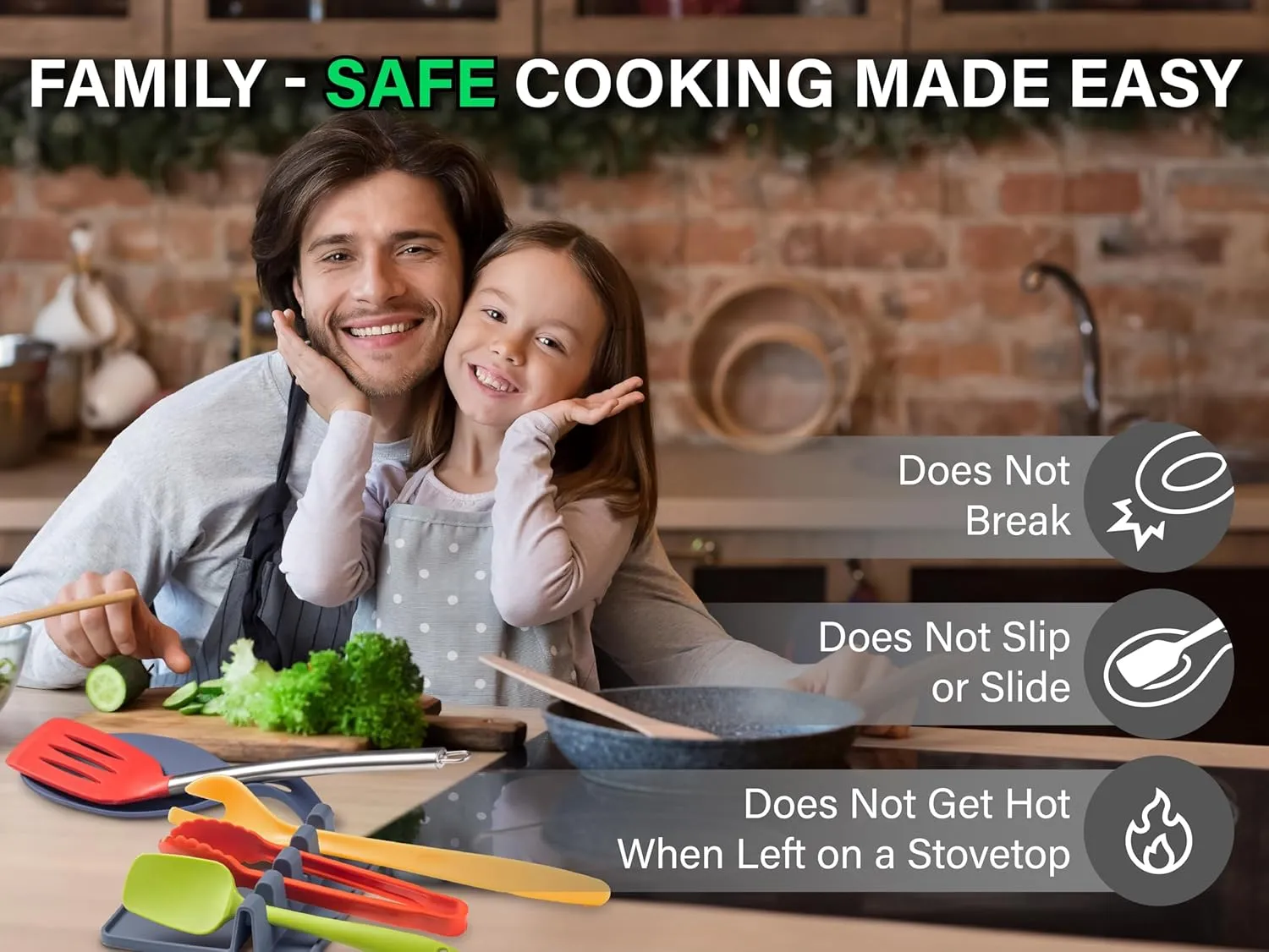 Silicone Spoon Rest for Stove Top, Set of 2 - HEAT RESISTANT, EASY TO CLEAN Kitchen Spoon Rest for Kitchen Counter, Holds XL Utensils, Safe on GLASS & INDUCTION Cooktops, DOESNT BREAK if Dropped
