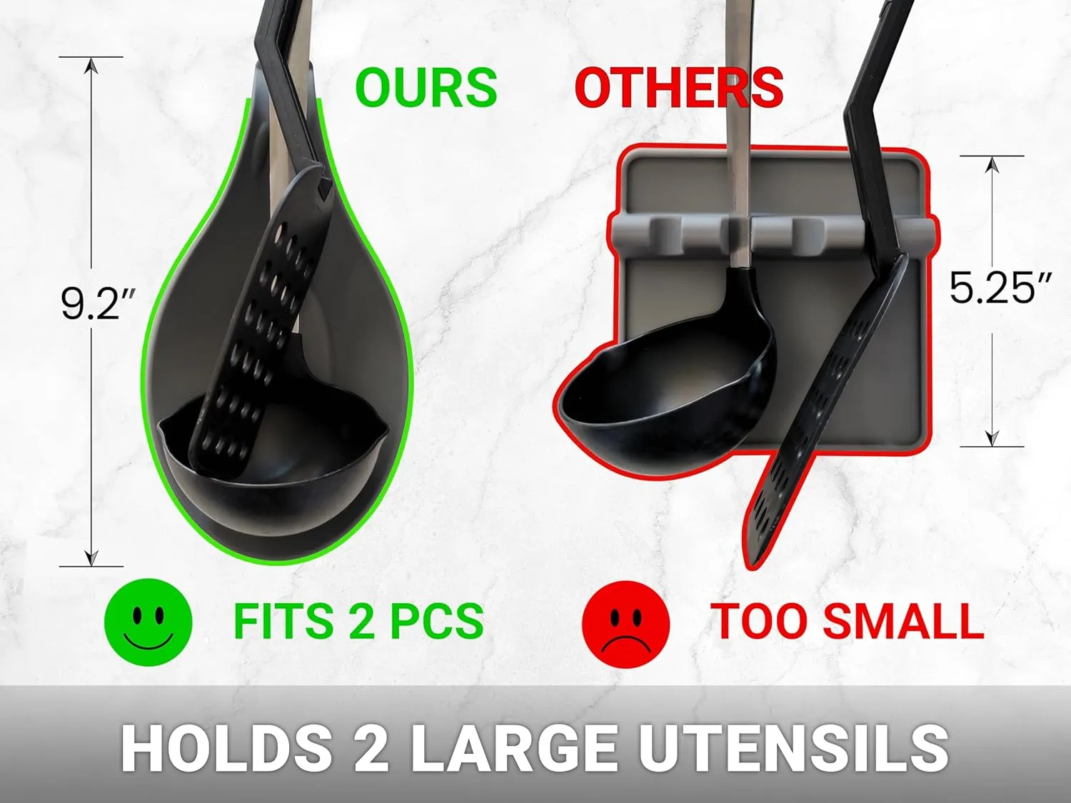 Silicone Spoon Rest for Stove Top, Set of 2 - HEAT RESISTANT, EASY TO CLEAN Kitchen Spoon Rest for Kitchen Counter, Holds XL Utensils, Safe on GLASS & INDUCTION Cooktops, DOESNT BREAK if Dropped