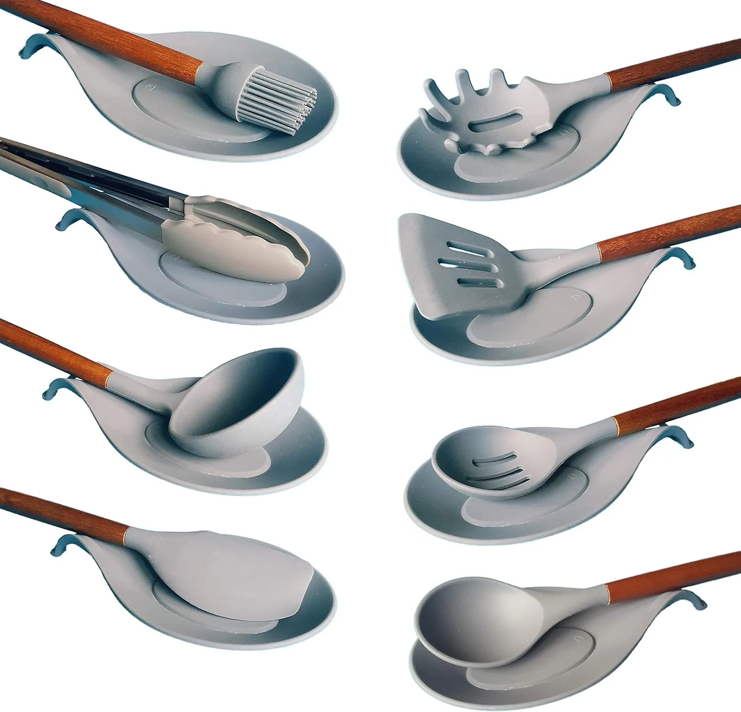 Silicone Spoon Rest for Stove Top, Set of 2 - HEAT RESISTANT, EASY TO CLEAN Kitchen Spoon Rest for Kitchen Counter, Holds XL Utensils, Safe on GLASS & INDUCTION Cooktops, DOESNT BREAK if Dropped
