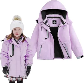 Simplee kids Girls Waterproof Ski Snow Jacket Fleece Raincoat Colorful Winter Coat Warm Hooded