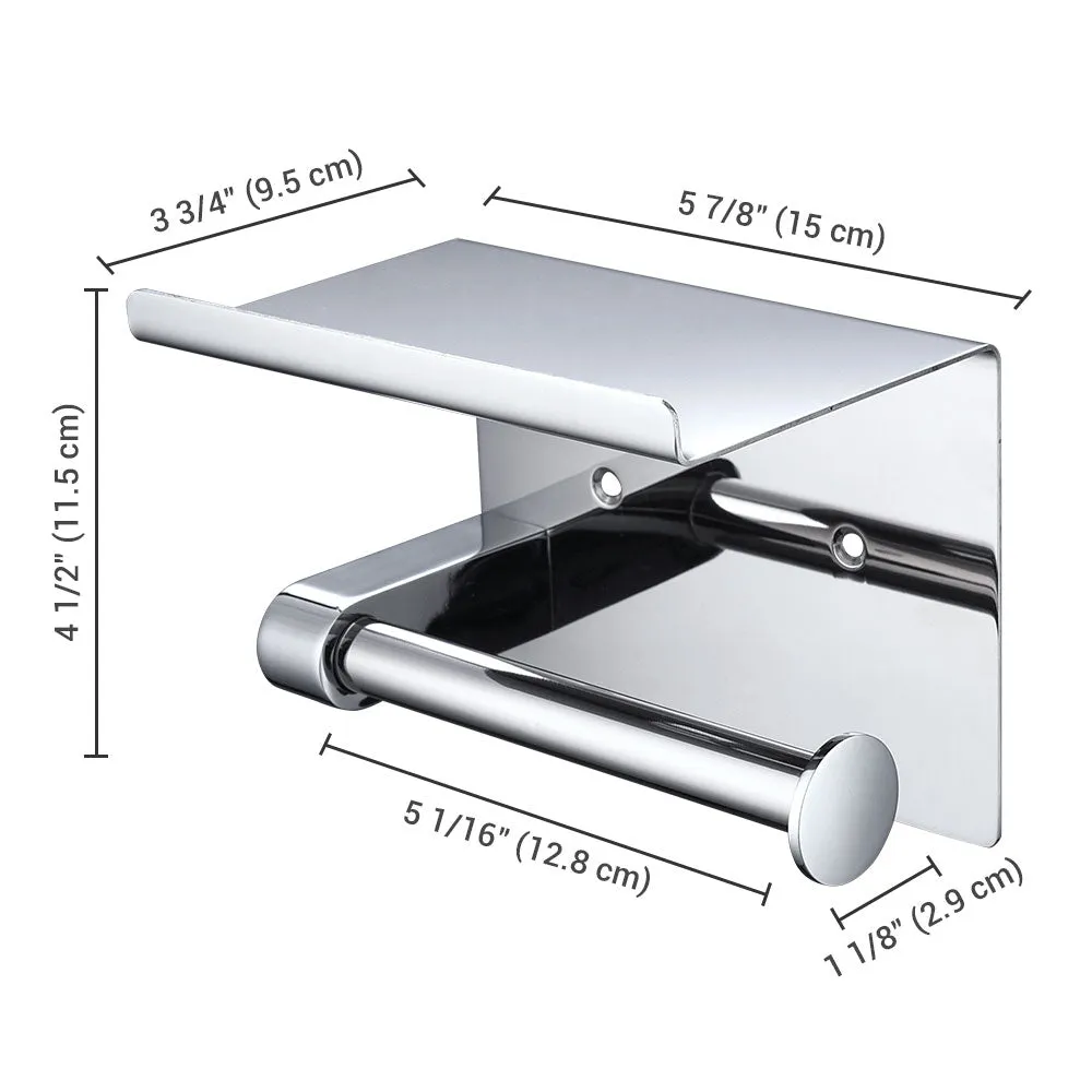 TheLAShop Toilet Roll Holder with Shelf Wall Mounted Stainless Steel