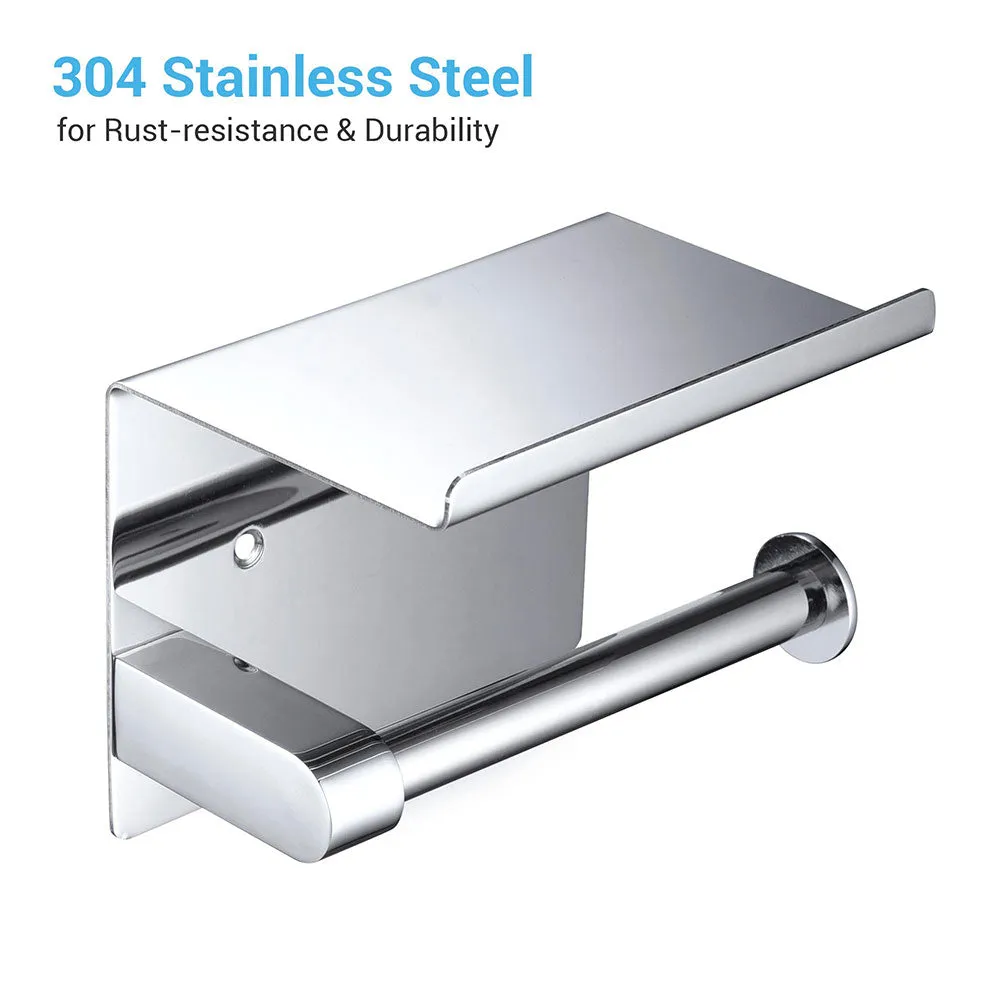 TheLAShop Toilet Roll Holder with Shelf Wall Mounted Stainless Steel