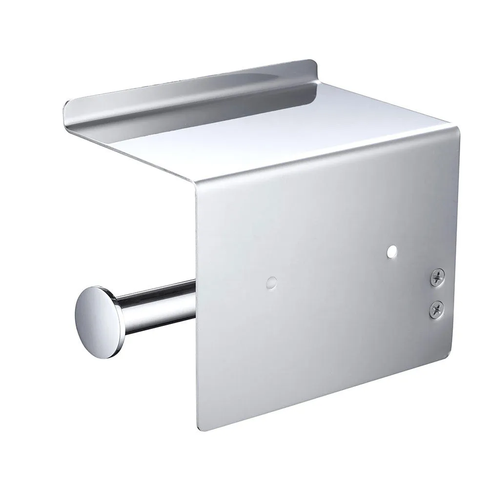 TheLAShop Toilet Roll Holder with Shelf Wall Mounted Stainless Steel
