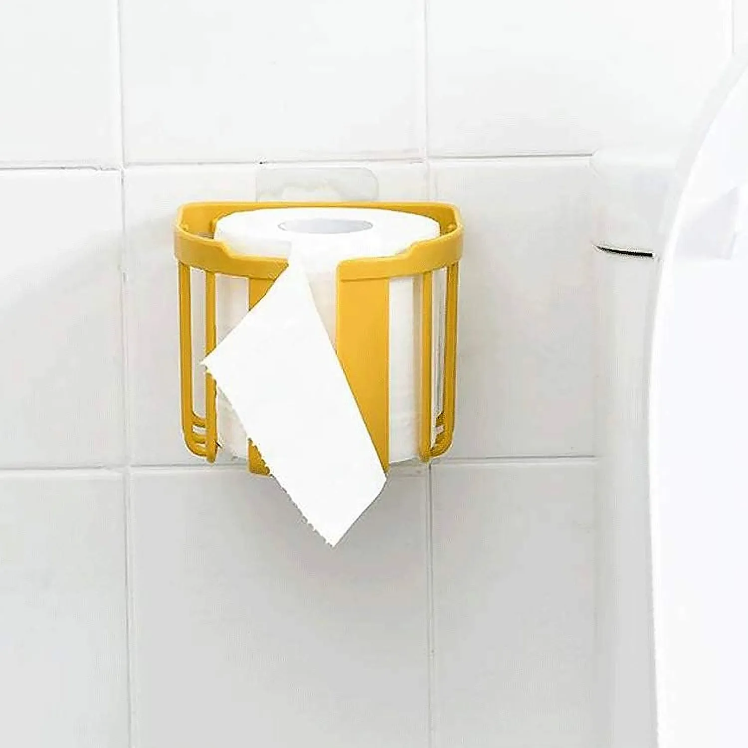 Toilet Paper Holder Bathroom, Tissue Roll Wall Mounted Plastic Bathroom Toilet Paper Roll Holder, Tissue Holder with Storage and Dispenser for Bathroom, Kitchen, Washroom | 14 x 13.5 x 11 Cm