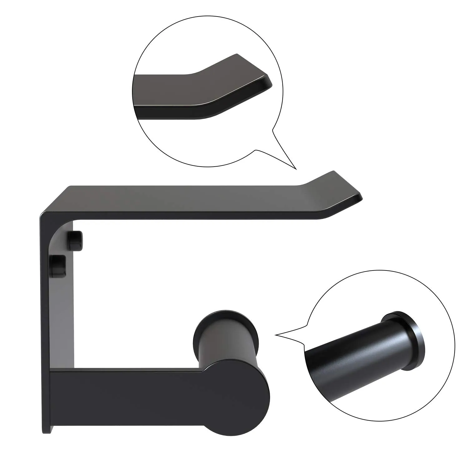 Toilet Paper Holder, Rustproof Aluminum Wall Mounted Toilet Roll Holder With Shelf