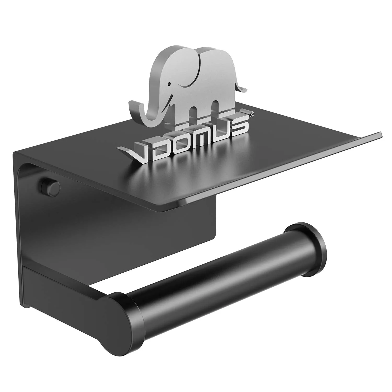 Toilet Paper Holder, Rustproof Aluminum Wall Mounted Toilet Roll Holder With Shelf