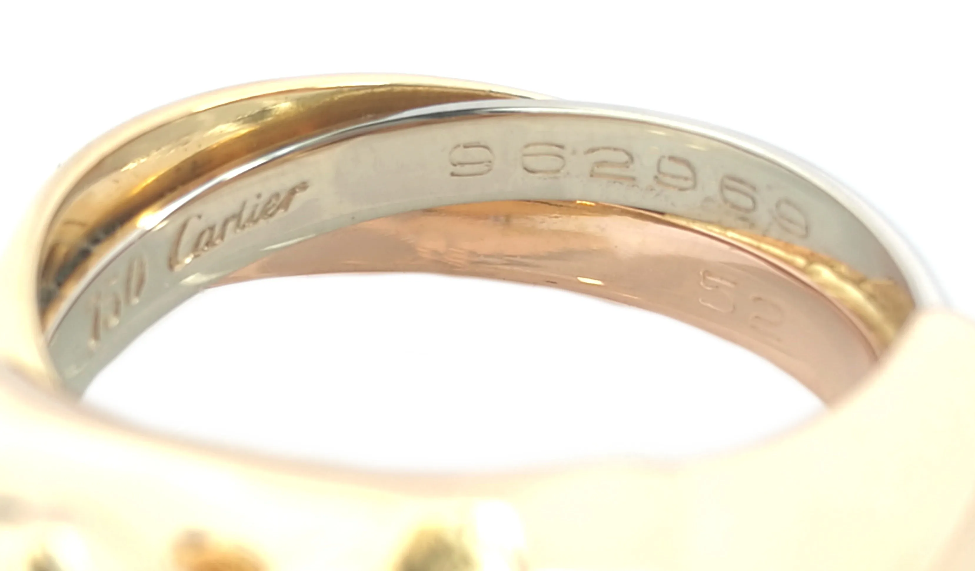 Vintage Cartier Panthere Trinity Ring in 18k Gold & Emerald, Size 52