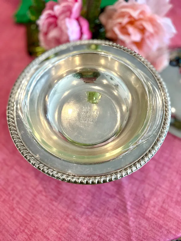 Vintage Casserole Serving Dish, Silverplate, Footed, Lidded, Pyrex Insert