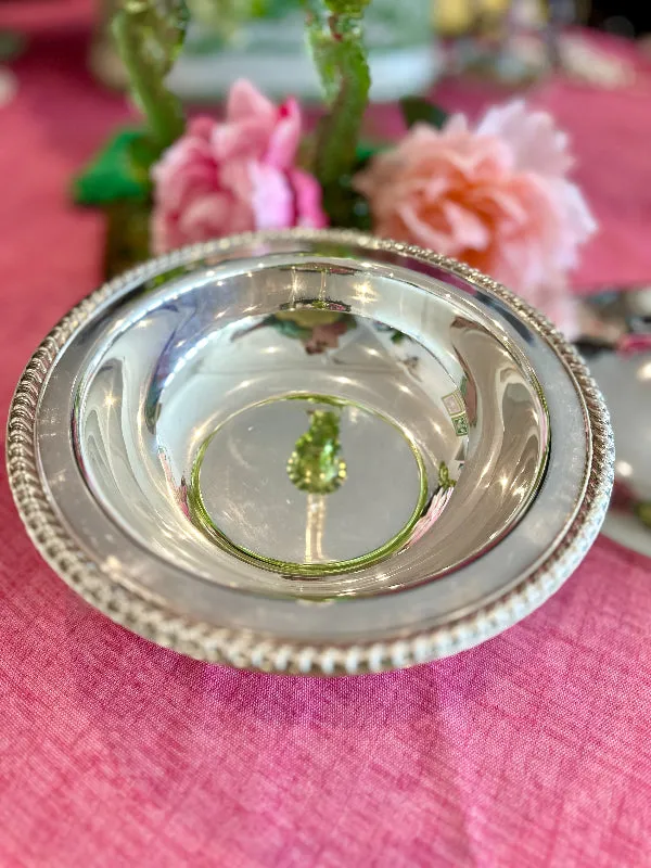 Vintage Casserole Serving Dish, Silverplate, Footed, Lidded, Pyrex Insert