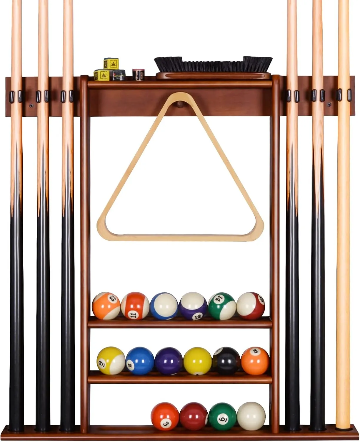 XCSOURCE Pool Cue Rack Only, Pool Stick Holder Wall Mount, 6 Pool Billiard Stick   Ball Set Pool Cue Holder, Pool Table Accessories for Billiard Room Man cave