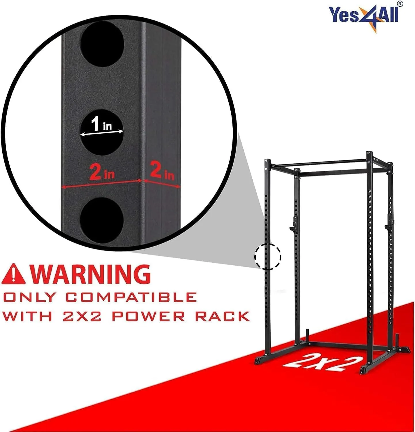 Yes4All Weight Plate Holder Attachment, Weight Plate Storage For Power Rack 2x2-3x2 - Fit 2 Inches Weight Plates